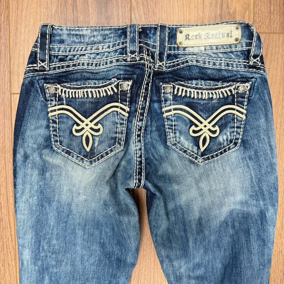 Rock Revival Becky Boot Cut Jeans Womens 28 (29x32.5) Y2K Blue - Picture 7 of 15